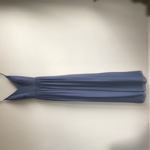 Dessy Spaghetti Strap Chiffon Gown in Silverstone - Picture 2 of 7